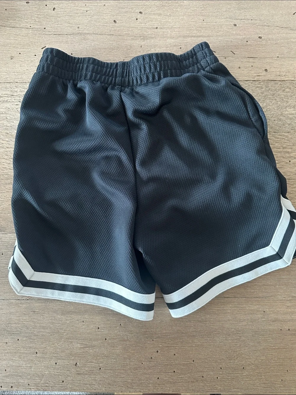 Kids Jordan Black Athletic Mesh Shorts with White Trim